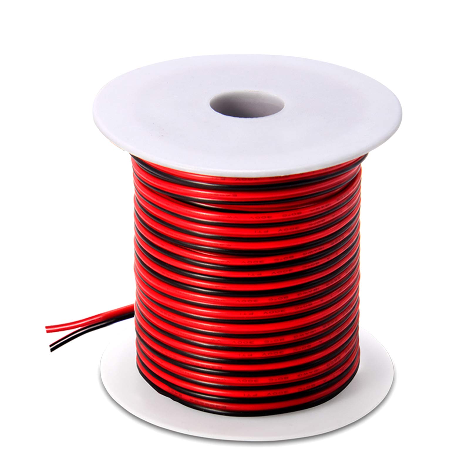 100FT 18 AWG Gauge Electrical Wire, DC 12V Hookup Red Black Copper